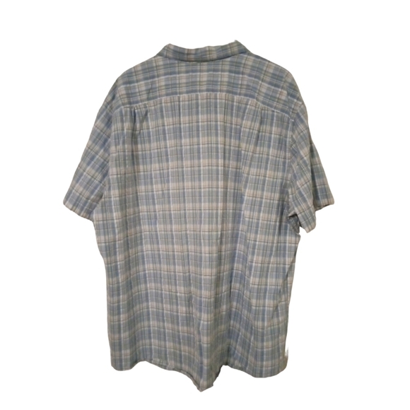 L.L. Bean Slightly Fitted Blue Plaid Short Sleeved Lightweight Button Down XXL - Picture 8 of 9
